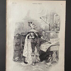 Woodcut Engraving, Thomas Nast, Political Cartoon, Harpers Weekly